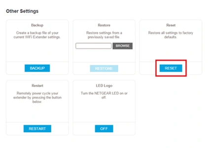 reset using web address